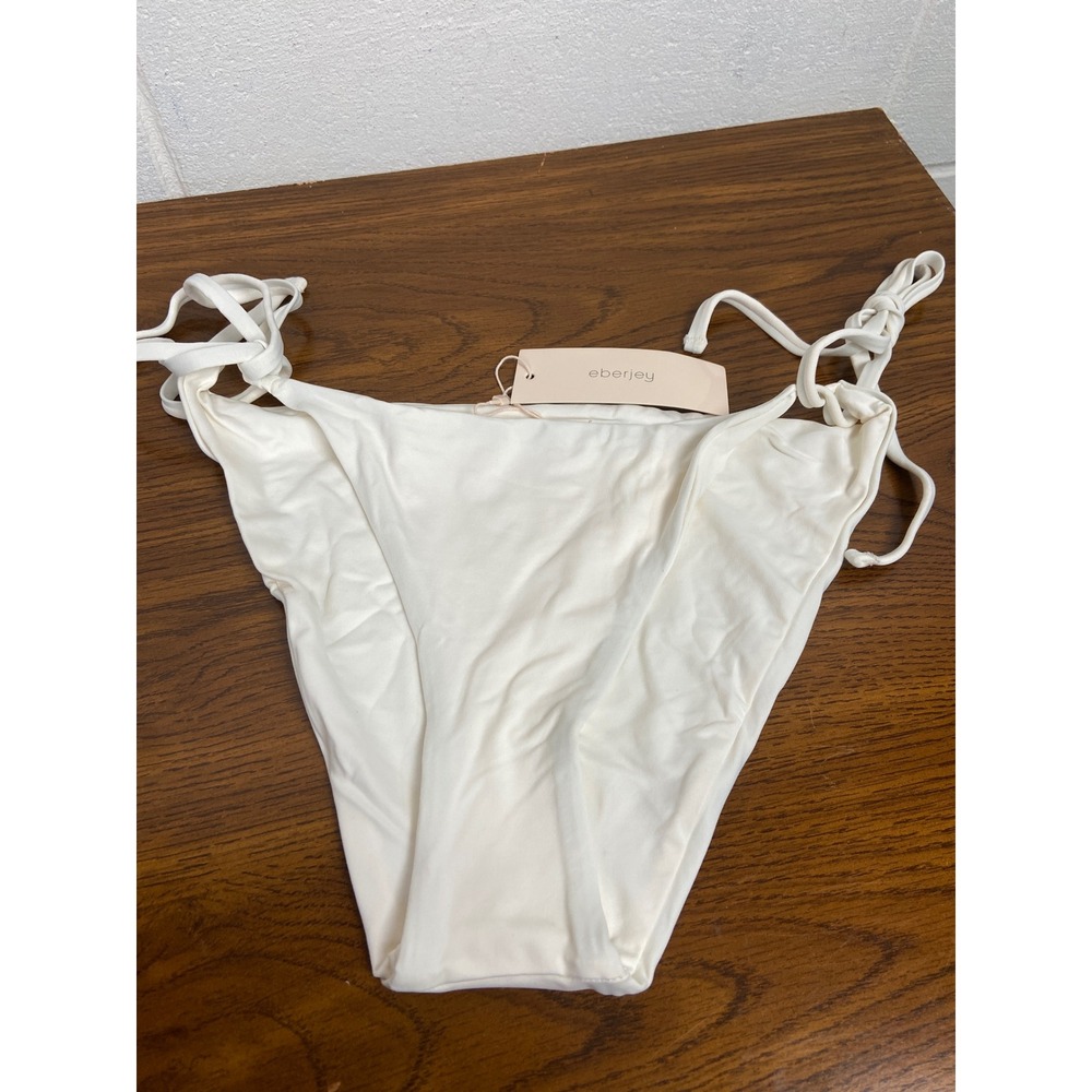 NWT Eberjey SO SOLID Sadie Bikini Bottom Tie Side Swimwear Ecru Medium W1450SD